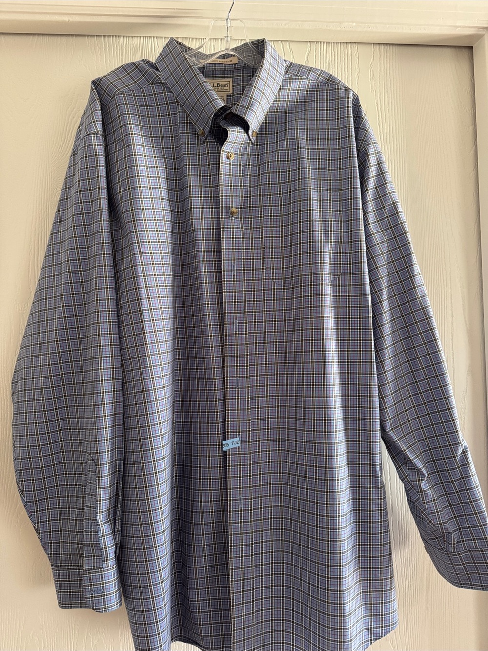 L.L. Bean Men's Blue and Yellow Plaid Button-Up Shirt